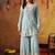 Sapphire blue chinon embroidered sharara set