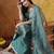 Turquoiesh blue tissue embroidered sharara set