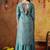 Turquoiesh blue tissue embroidered sharara set