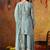 Sapphire blue chinon embroidered sharara set