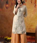Golden organza plain sharara set