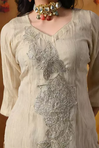 Golden organza plain sharara set