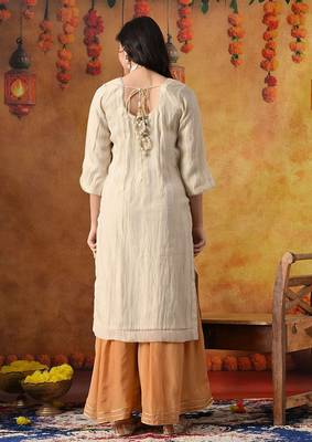 Golden organza plain sharara set 5