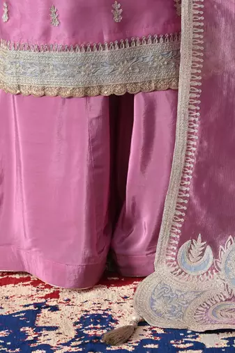 Lilac purple organza plain sharara set