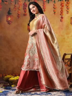 Golden yellow silk plain sharara set 2
