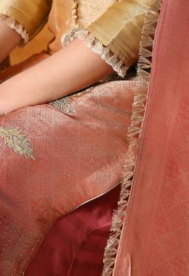 Golden yellow silk plain sharara set 3