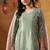 Pistachio green organza plain kurta set