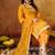 Orangeish yellow organza embroidered kurta set