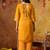 Orangeish yellow organza embroidered kurta set
