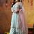 Sky blue organza embroidered sharara set