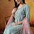 Sky blue organza embroidered sharara set
