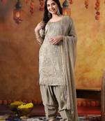 Grey tissue plain kurta set