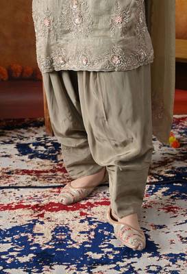 Grey tissue plain kurta set 4