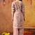 Dark peach organza embroidered kurta set