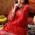Red organza embroidered kurta set