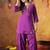 Purple cotton embroidered kurta set