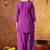 Purple cotton embroidered kurta set