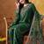 Green cotton embroidered kurta set