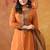 Orange silk embroidered kurta set