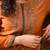 Orange silk embroidered kurta set