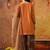 Orange silk embroidered kurta set
