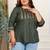 Women's plus  size  wine  rayon foil print  mid thigh length  3/4th  heavy yoke with gather short kurti (green)