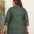 Women's plus  size  wine  rayon foil print  mid thigh length  3/4th  heavy yoke with gather short kurti (green)