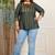 Women's plus  size  wine  rayon foil print  mid thigh length  3/4th  heavy yoke with gather short kurti (green)