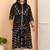 Women's rayon floral printed anarkali kurta (black)