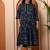 Women's polyester 3/4 sleeve mandarrian collar floral printed anarkali kurta –( blue)