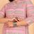 Women's plus size rayon printed straight kurti, mandarin collar, 3/4th sleeves (pink)