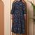 Women's polyester 3/4 sleeve mandarrian collar floral printed anarkali kurta –( blue)