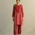 Red printed cotton kurta set