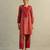Red printed cotton kurta set