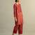 Red printed cotton kurta set