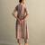 Cream red printed cotton kurta set