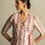 Cream red printed cotton kurta set