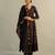 Black printed cotton anarkali set
