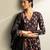 Black printed cotton anarkali set