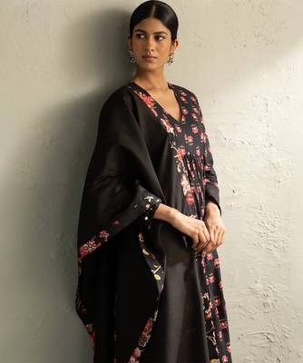 Black printed cotton anarkali set 3
