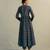Teal blue printed cotton anarkali set