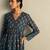 Teal blue printed cotton anarkali set