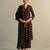 Black printed cotton kurta set