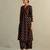 Black printed cotton kurta set