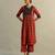 Red printed cotton kurta set