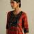 Red printed cotton kurta set
