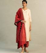 Beige embroidered mul chanderi kurta set