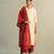 Beige embroidered mul chanderi kurta set