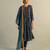 Teal blue printed cotton kurta set