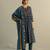 Teal blue printed cotton kurta set